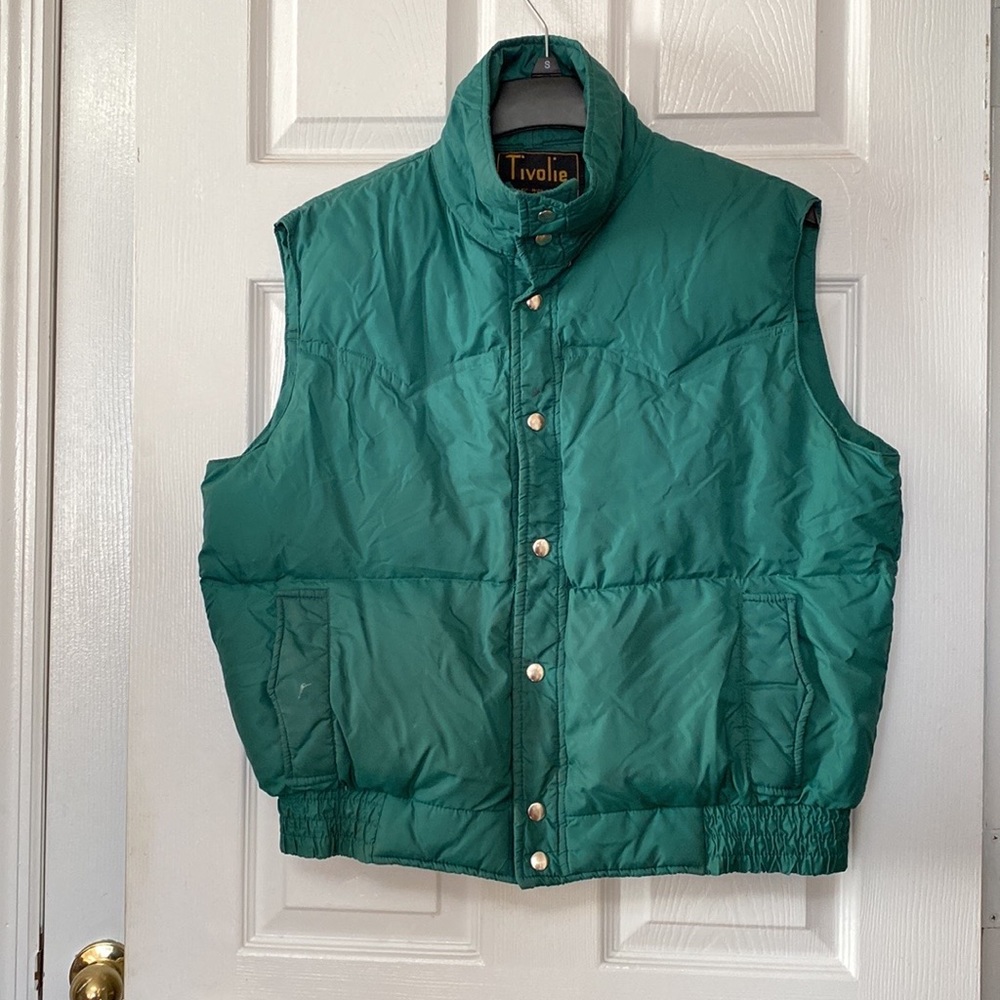 VTG 70’s Emerald Green Down Feather Puff Puffy Vest